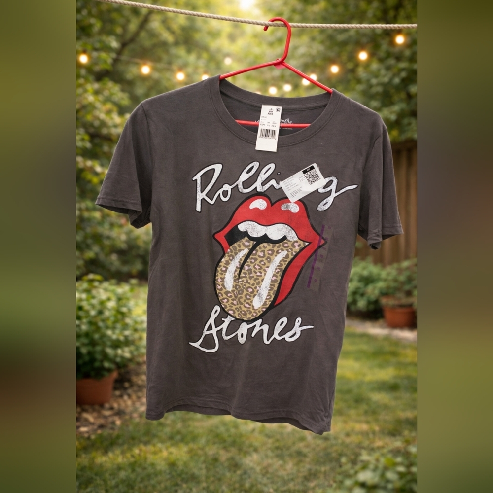 The Rolling Stones Gray Tee with Red and White Logo